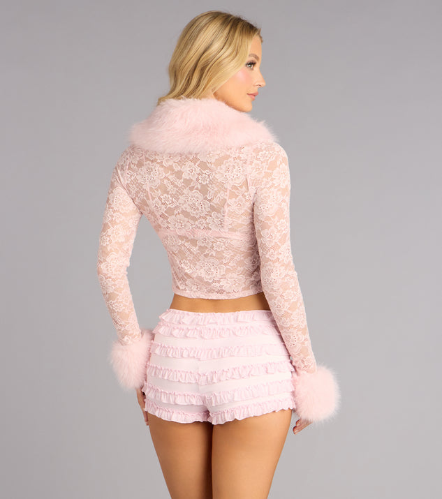 Windsor Sweet Drama Removable Faux Fur Lace Cardigan - Image 3