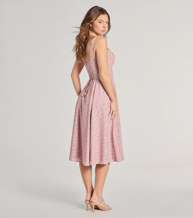 Windsor Sweet Spice Corset Lace-Up Floral Midi Dress - Image 3