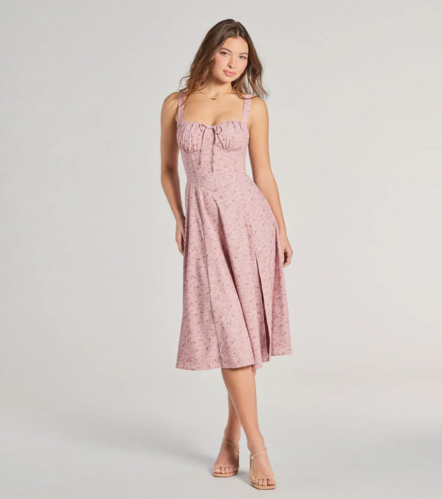 Windsor Sweet Spice Corset Lace-Up Floral Midi Dress - Image 2