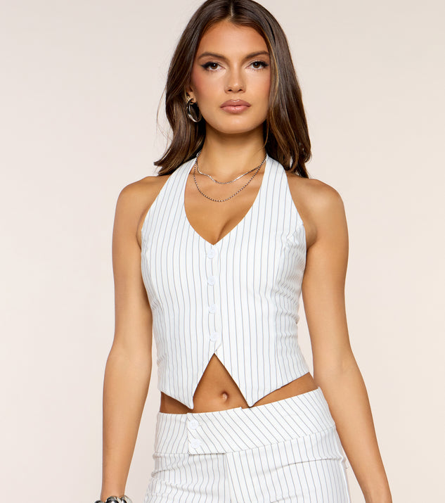 Windsor Tailored Mood Pinstripe Halter Vest - Image 2