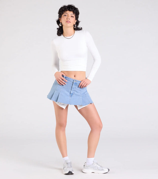 Windsor Talk About Me Mid-Rise Pleated Denim Skort - Image 3