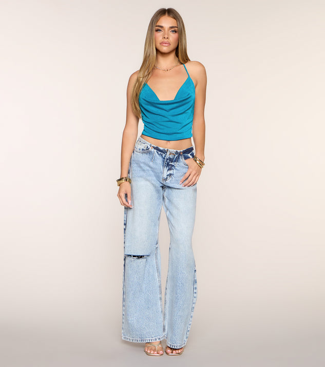 Windsor Tie It Up Cowl Halter Crop Top - Image 2