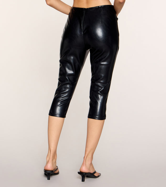 Windsor Tied Up Lace Up Faux Leather Capri Pants - Image 3