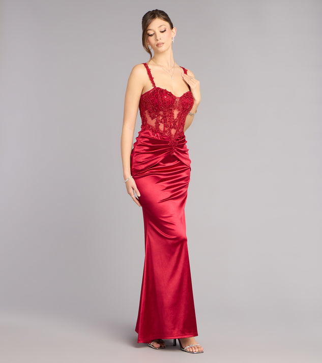 Windsor Tiffany Satin Beaded Corset Formal Dress - Image 3