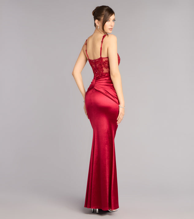 Windsor Tiffany Satin Beaded Corset Formal Dress - Image 2