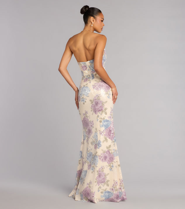 Windsor Tina Sequin Floral Slit Formal Dress - Image 2