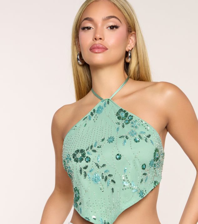 Windsor Too Pretty Tie-Back Sequin Halter Top - Image 2