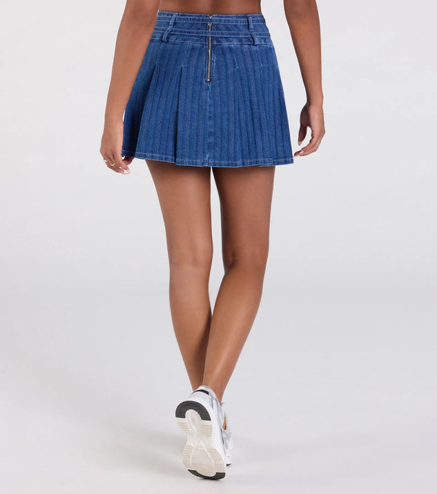 Windsor Treat Yourself Mid-Rise Pleated Denim Mini Skirt - Image 3
