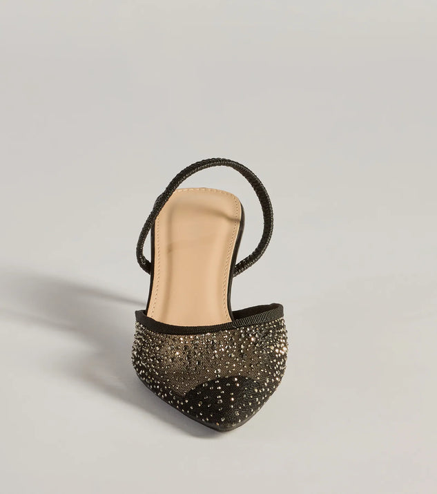 Windsor Trend Alert Rhinestone Mesh Sling-Back Kitten Heels - Image 3