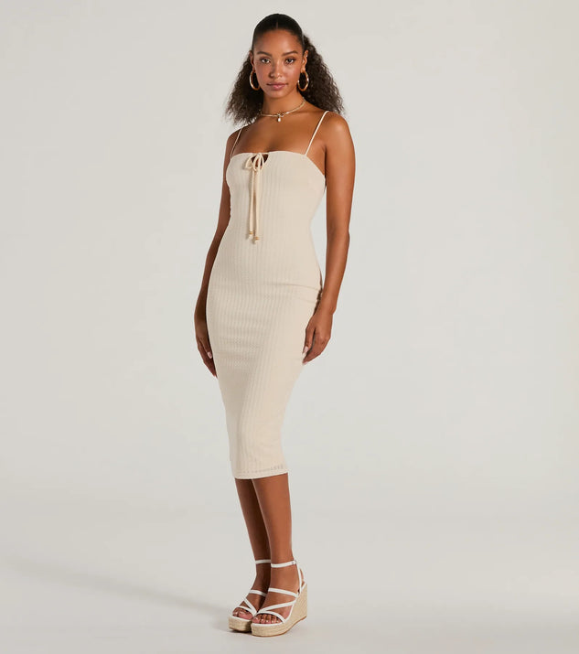 Windsor Trend Moment Lace-Up Bodycon Midi Dress - Image 3