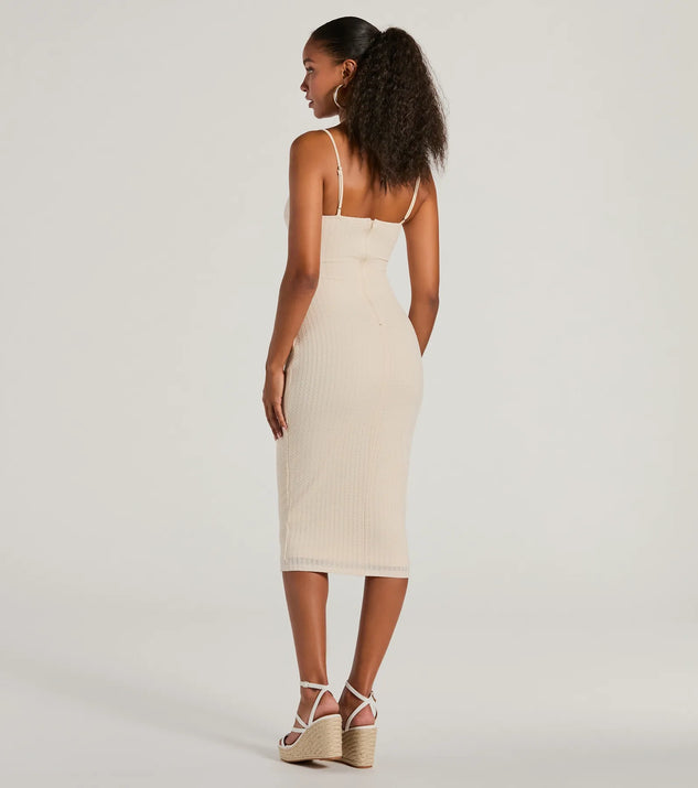 Windsor Trend Moment Lace-Up Bodycon Midi Dress - Image 2