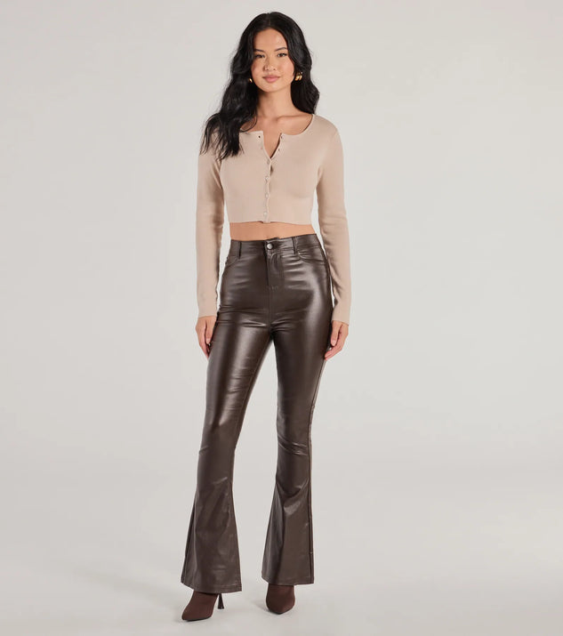 Windsor Trendsetter Alert Coated Faux Leather Flared Pants - Image 2