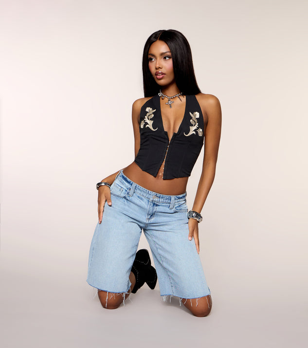 Windsor Trendsetter Floral Embroidered Corset Top - Image 3