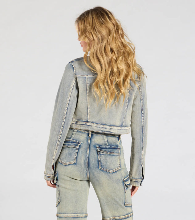 Windsor Trendy Arrival Denim Moto Jacket - Image 3