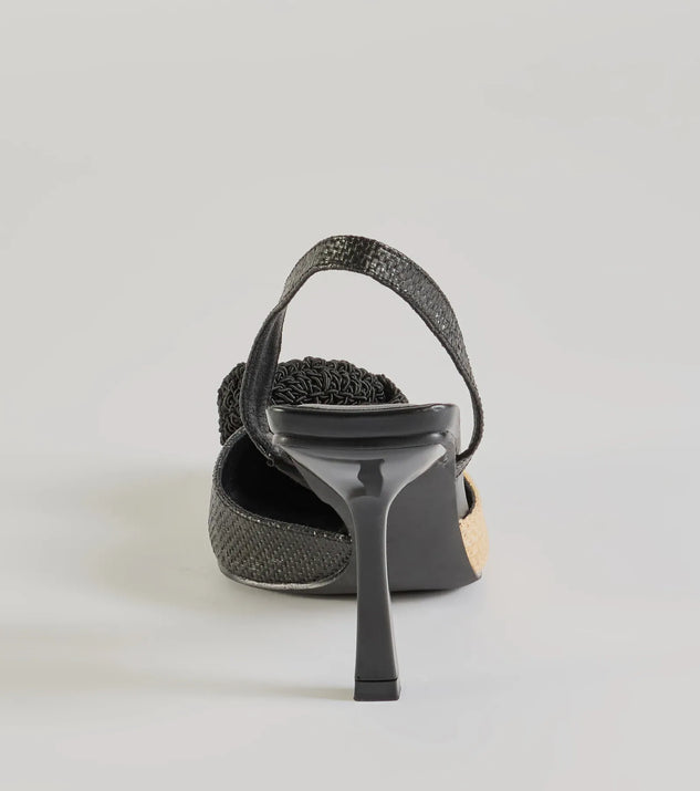 Windsor Trendy Fab Raffia Flower Stiletto Pumps - Image 3