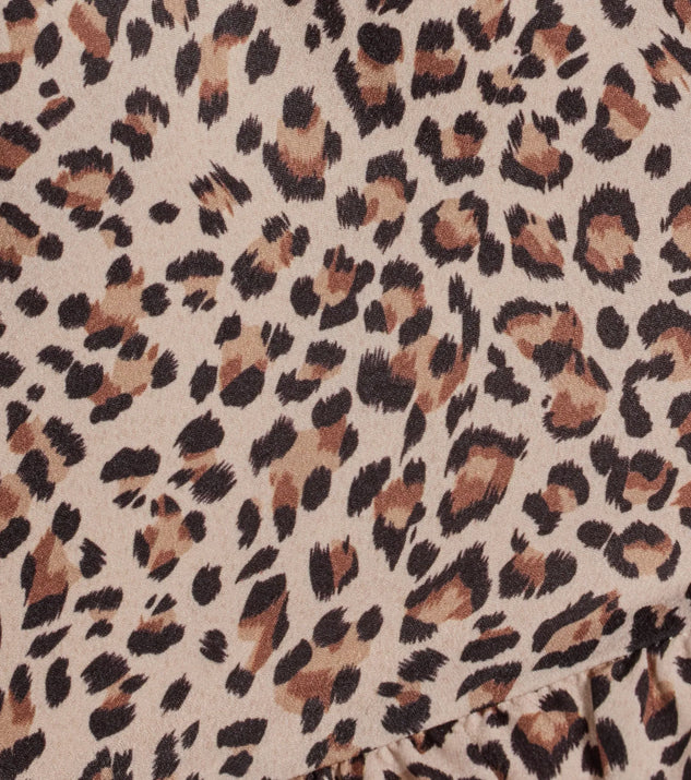 Windsor Trendy Mood Leopard Print Satin Ruffled Shorts - Image 3