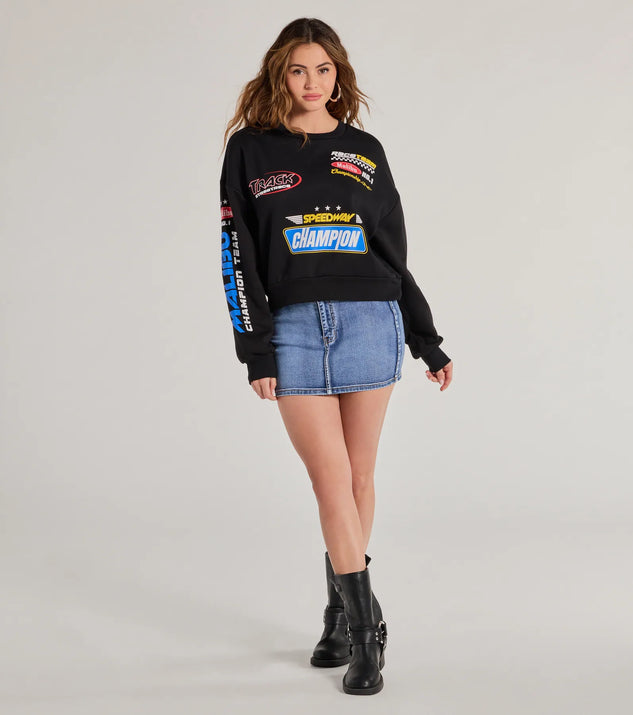 Windsor Trendy Moto Graphic Fleece Pullover Sweatshirt - Image 3
