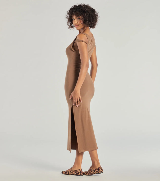 Windsor Twist Of Chic High-Slit Knit Midi Dress - Image 2