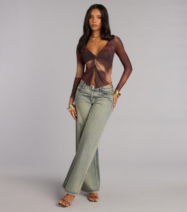 Windsor Twist of Fate Abstract Flyaway Long Sleeve Top - Image 3