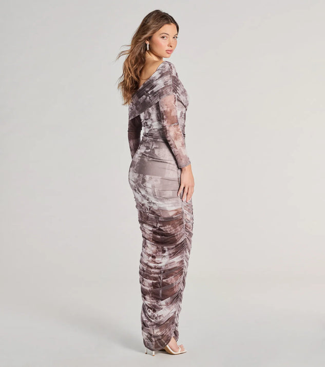 Windsor Uptown Doll Off-The-Shoulder Abstract Maxi Dress - Image 2