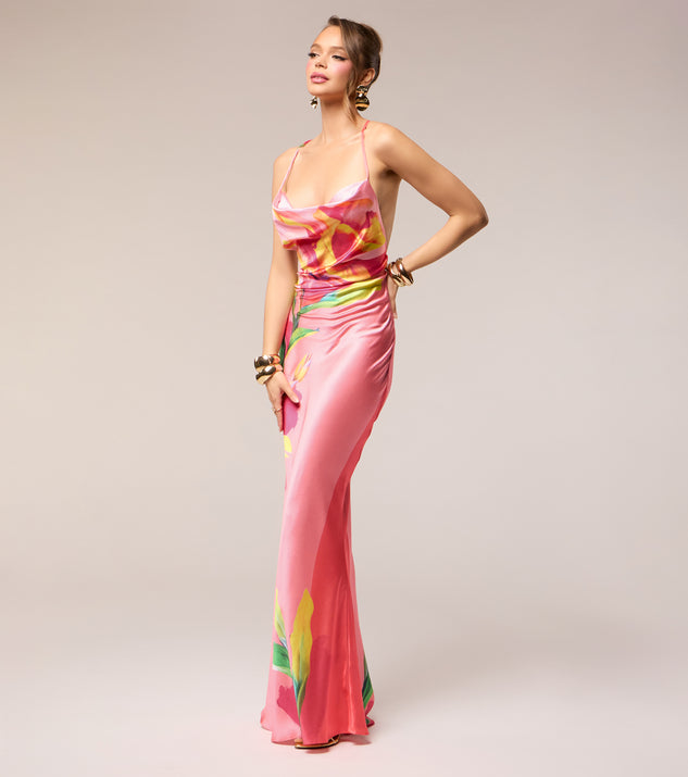 Windsor Vacation Glow Floral Satin Maxi Dress - Image 2