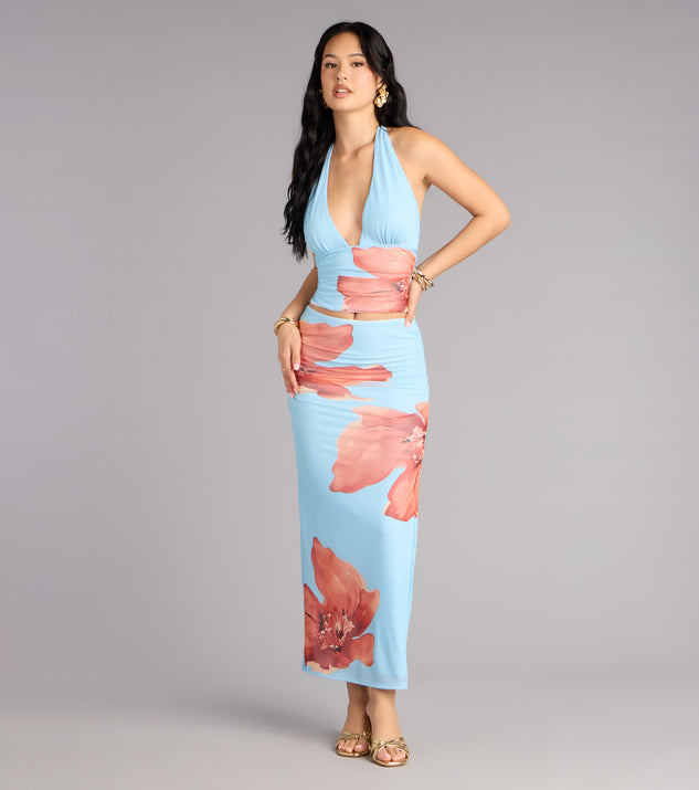 Windsor Vacay Bloom Floral Mesh Halter Top - Image 3