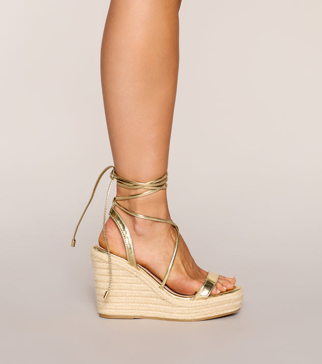 Windsor Vacay Glow Metallic Lace-Up Espadrille Wedges - Image 3