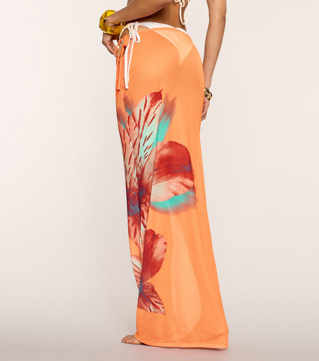Windsor Vacay Life Tropical Floral Mesh Maxi Skirt Coverup - Image 3