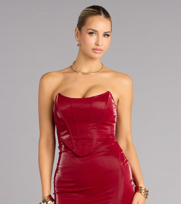 Windsor Valery Faux Leather Corset Midi Dress - Image 3