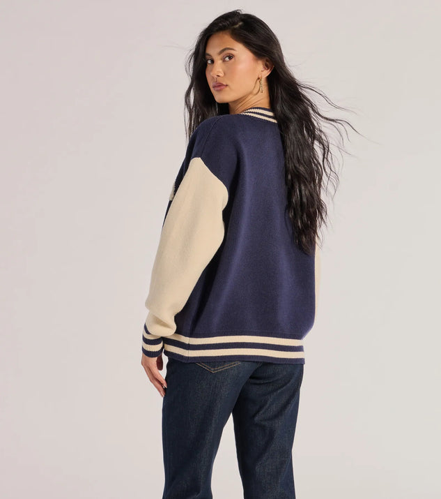 <h2>Windsor Varsity Chic Button-Down Sweater Jacket</h2> - Image 3