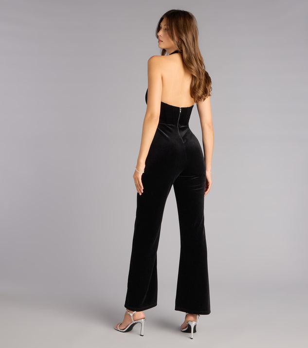 Windsor Velvet Spotlight Halter Corset Jumpsuit - Image 2