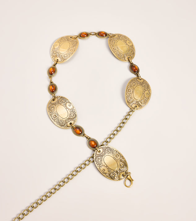 Windsor Vintage Finish Stone Concho Chain Belt - Image 3