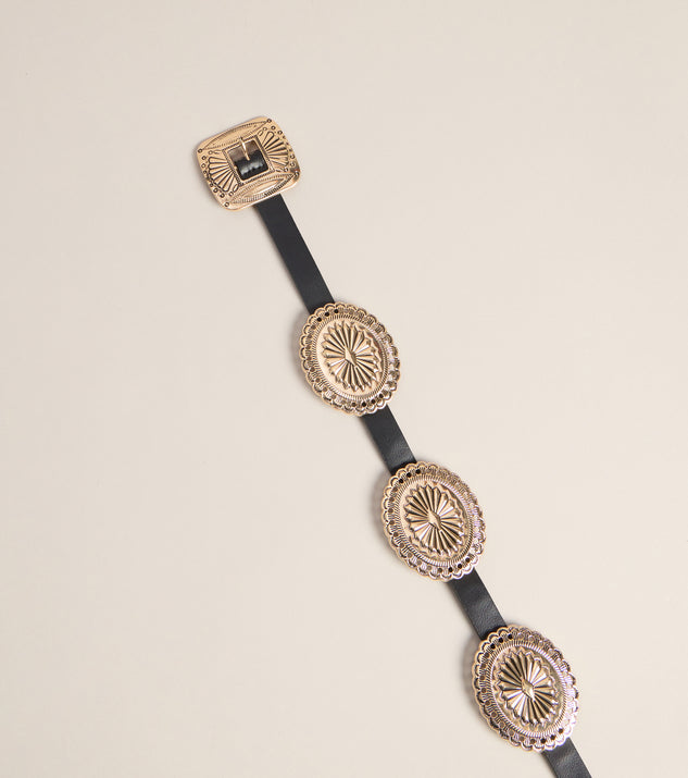 Windsor Vintage Western Charm Faux Leather Concho Belt - Image 3