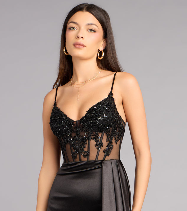 Windsor Violet Satin Corset Sash Formal Dress - Image 3