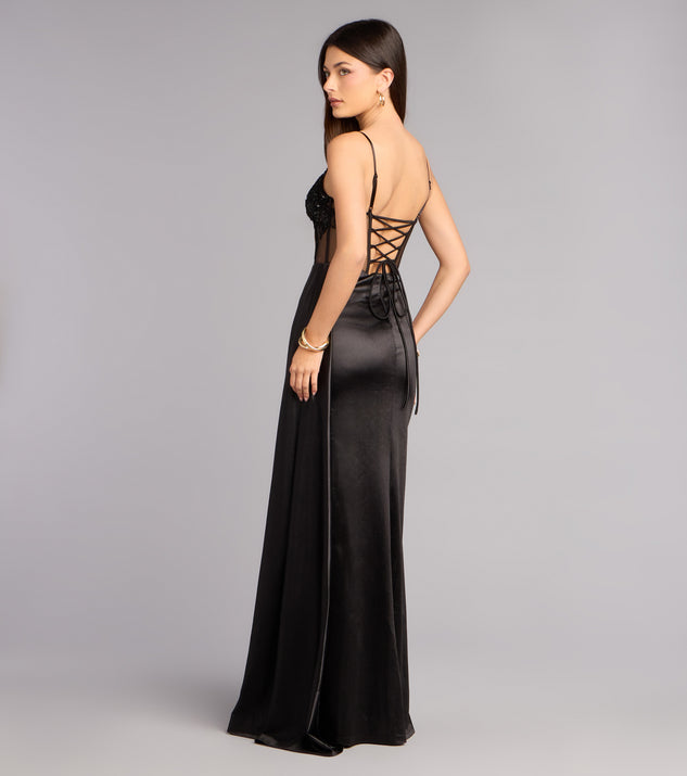 Windsor Violet Satin Corset Sash Formal Dress - Image 2