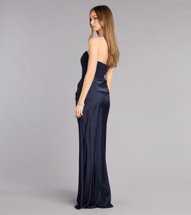 Windsor Vivienne Formal Woven Satin Pleated Dress - Image 2