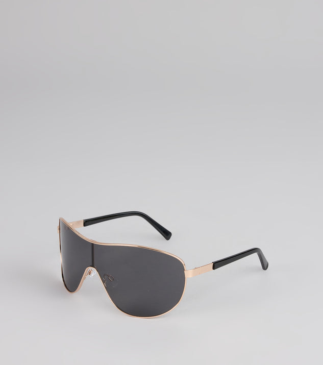 Windsor Wave Frame Oversized Shield Sunglasses - Image 2