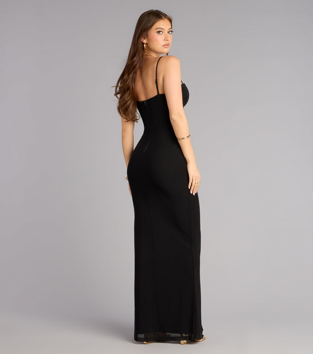 Windsor Wendy Mesh Corset Slit Formal Dress - Image 2