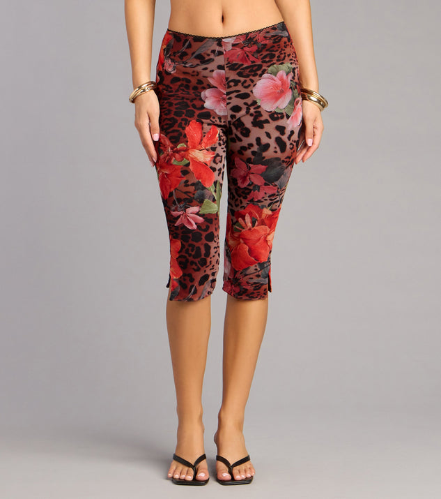 Windsor Wild Bloom Leopard And Floral Print Carpi Pants - Image 2