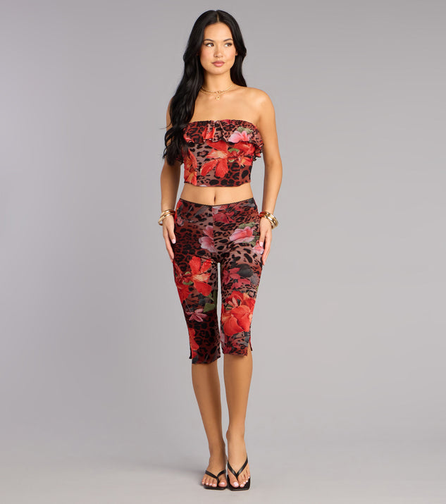 Windsor Wild Bloom Leopard And Floral Print Tube Top - Image 2