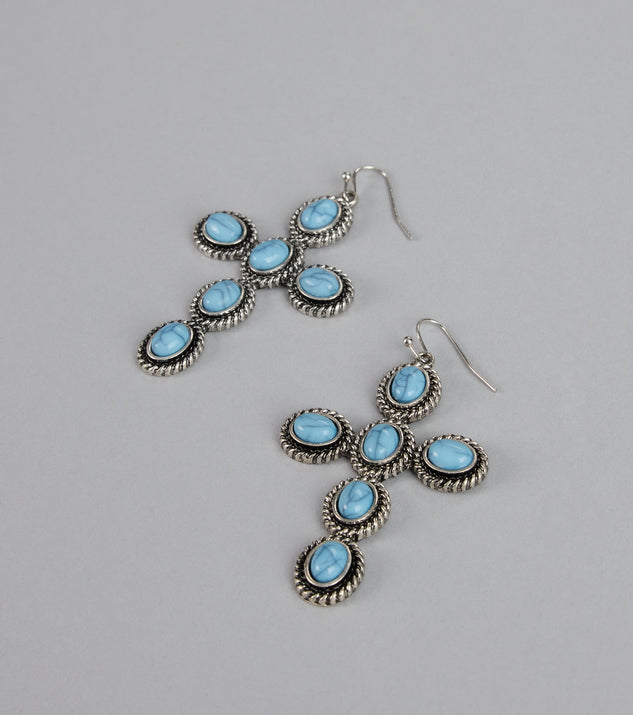Windsor Wild Heart Stone Cross Earrings - Image 3