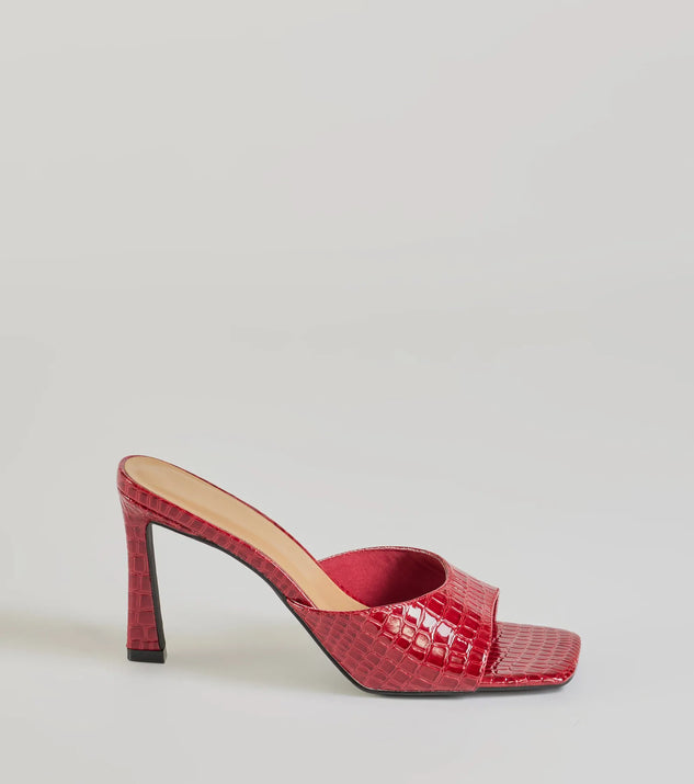 Windsor Wildly Sophisticated Faux Croc-Embossed Stiletto Mules - Image 2