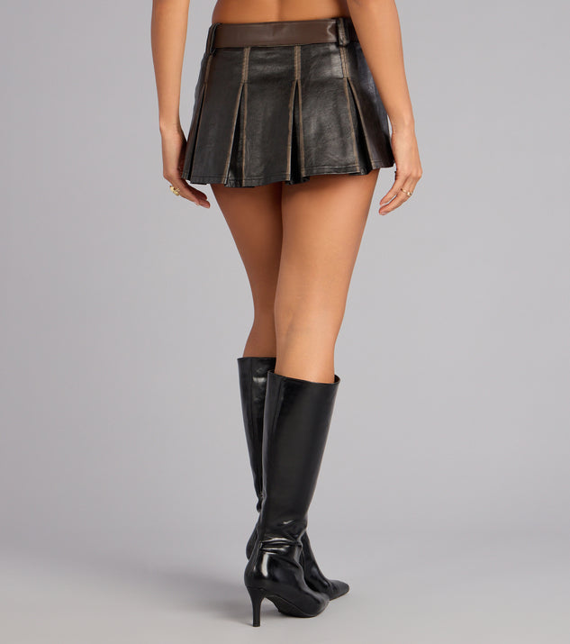 Windsor Worn In Cool Faux Leather Pleated Skort - Image 2