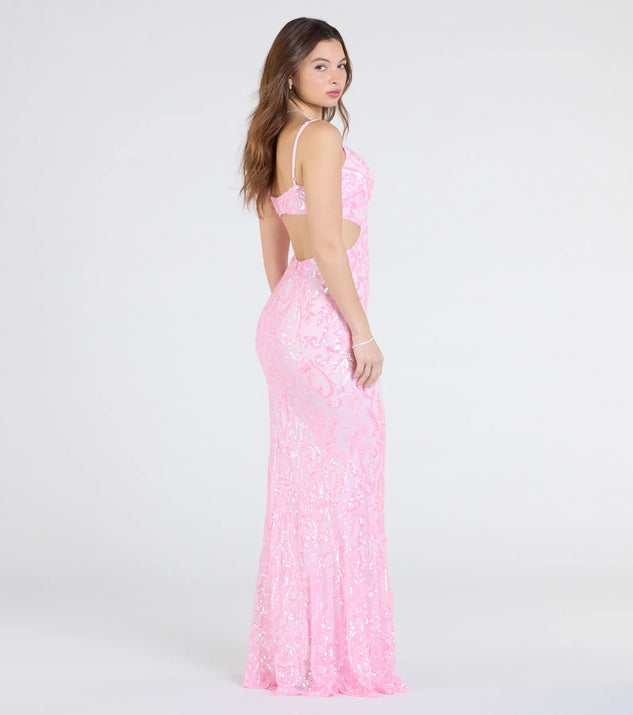 Windsor Yasmin Cutout Back Mermaid Sequin Formal Dress - Image 2