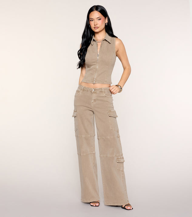 Windsor Zip Code Collared Denim Vest - Image 3