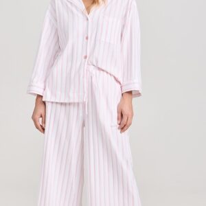 Women's Luxe Pink Stripe Wide Leg Pajama Set