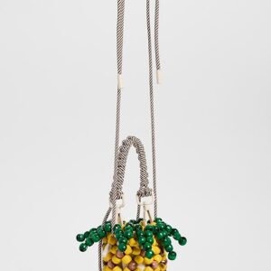 Wood Bead Pineapple Mini Bag