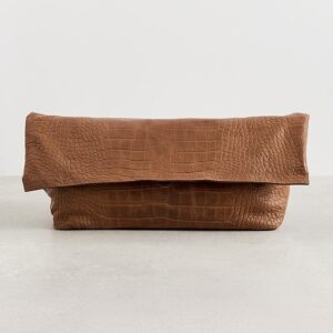 Wood Croco Embossed Sultan of Swing Maxi Clutch