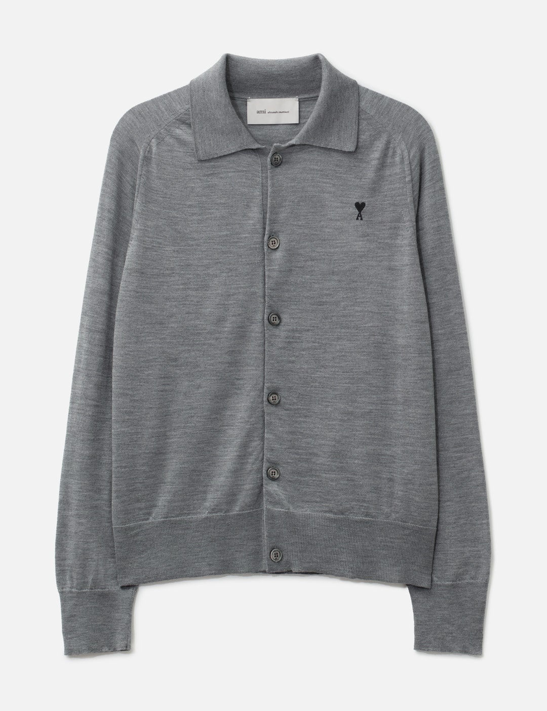 Ami Wool Shirt Collar Ami De Coeur Cardigan