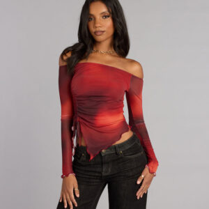 Windsor Work Of Art Abstract Long Sleeve Crop Top Work Of Art Abstract Long Sleeve Crop Top